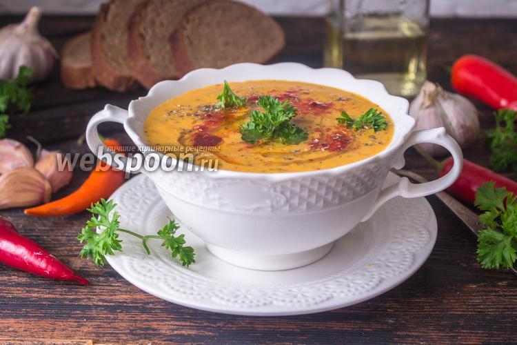 Фото Чесночный тыквенный суп-пюре с кокосовыми сливками