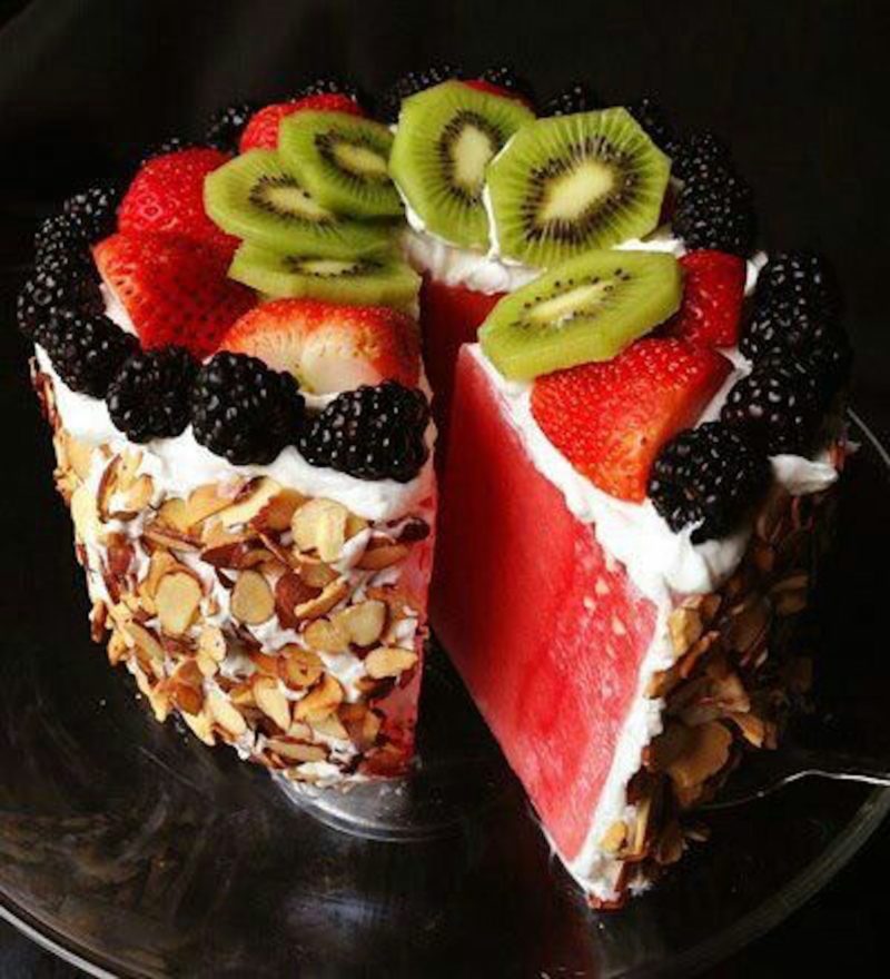 Торт "Арбуз": пошаговые рецепты с фото, в виде арбуза, с фруктами, без выпечки, с выпечкой